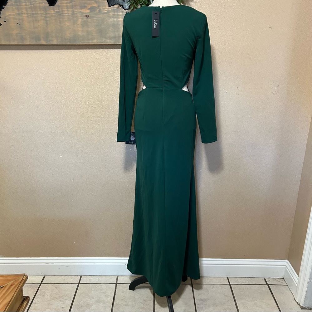 NWT Lulus Going for the Wow Emerald Green Long Sleeve Cutout Maxi Dress - Picture 4 of 11